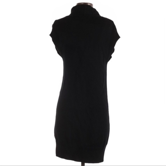 Chico’s 0 (S/4) black v neck tunic length short sleeve 1 button cardigan sweater - Picture 3 of 6